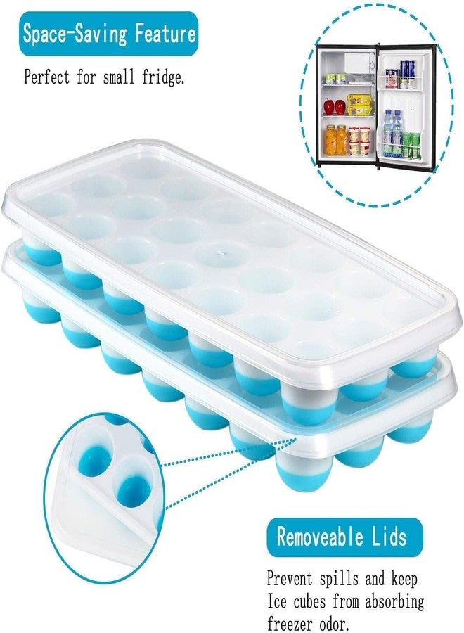 GaxQuly 21 Cavity Pop Up Ice Cube Trays for Freezer with Lid with Easy Release Flexible Silicone Bottom, Stackable Durable, 100% BPA Free, Food Grade for Freezer, Cocktail (Pack of 2) - Image 2